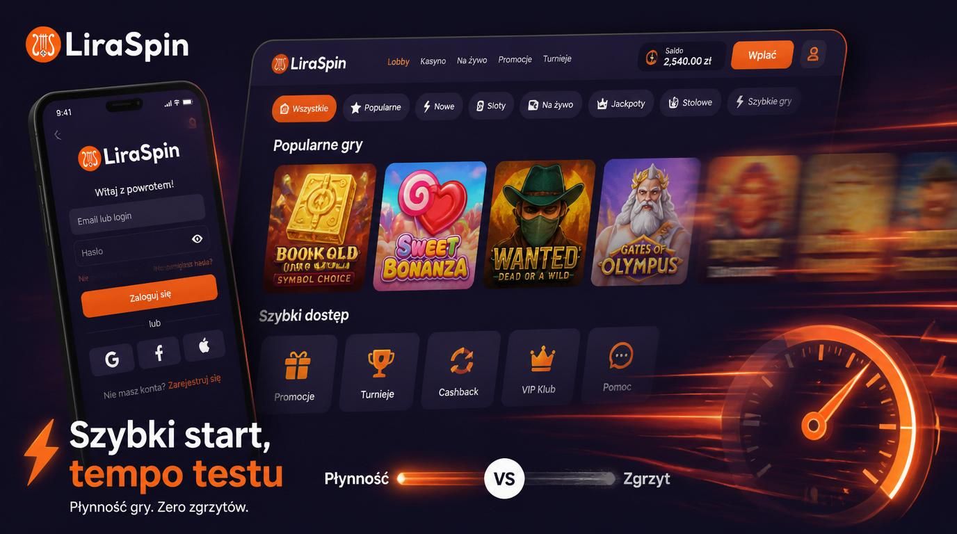 szybki start aplikacji Liraspin na telefonie i momenty spowolnienia